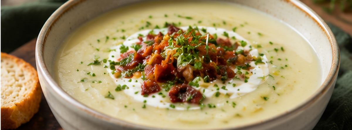 Creamy Potato-Leek Soup with Beef Bone Broth