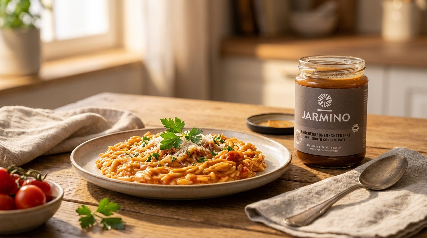 Creamy Tomato Risoni with Bone Broth
